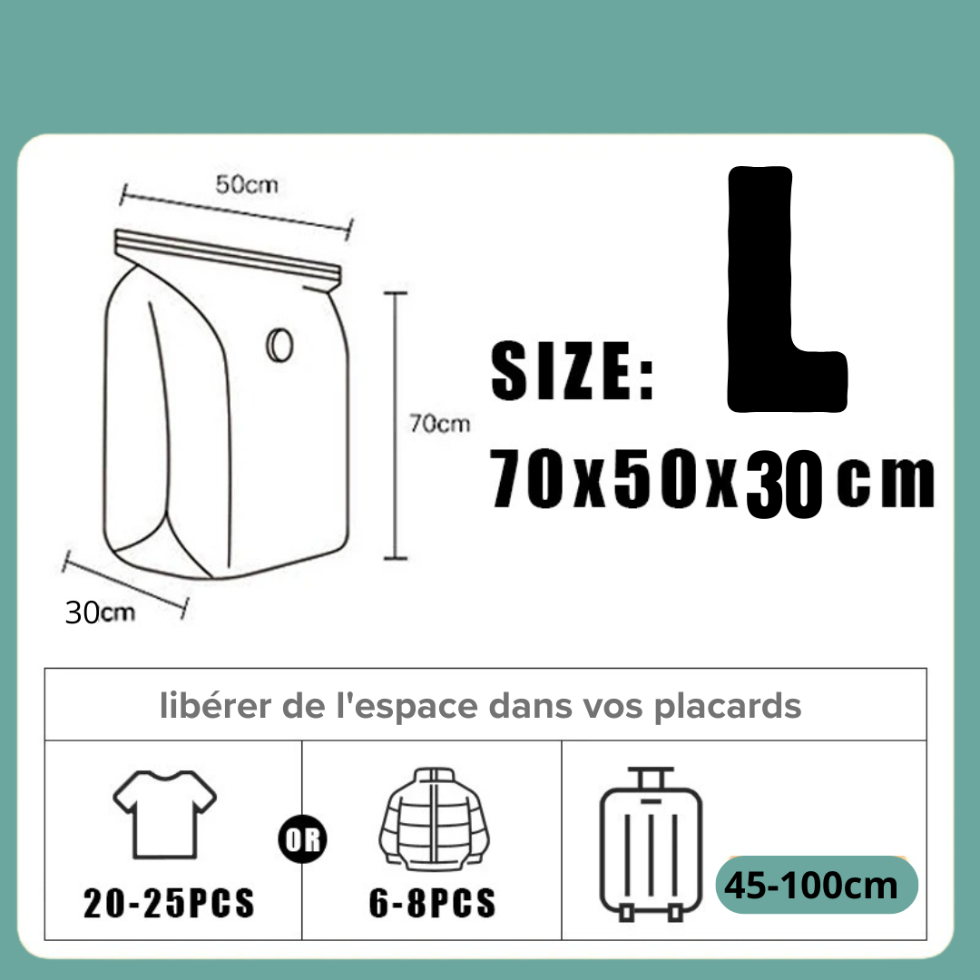 Sacs de rangement cubiques sous vide