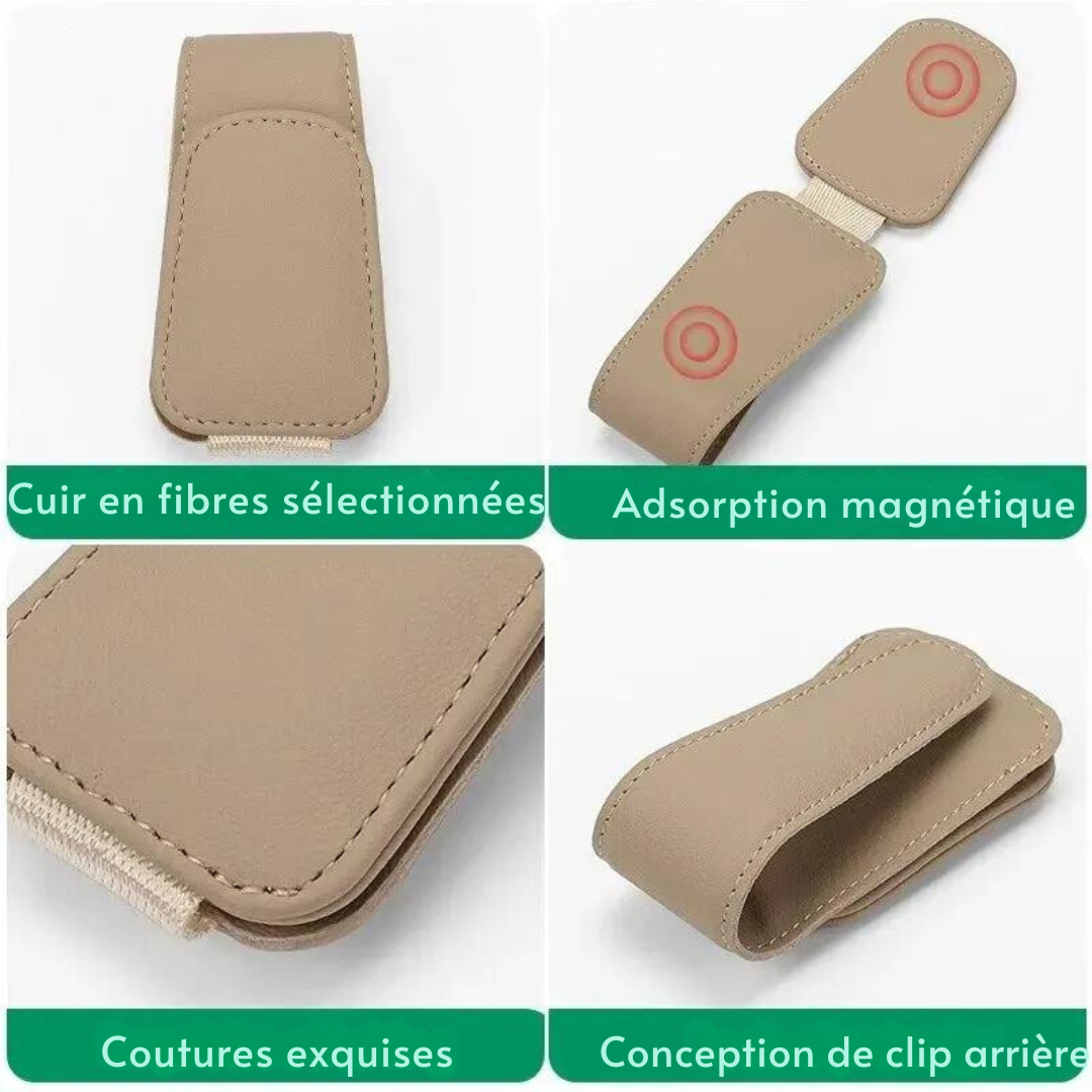Porte-lunettes en cuir pour voiture